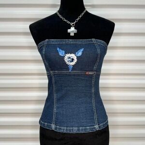 Y2K ROSANY Made in Brazil Denim Tube Top Size XS/S
